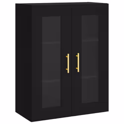 vidaXL Wall Mounted Cabinets Storage Wall Cupboard2 pcs Black Engineered Wood - Additional view 4