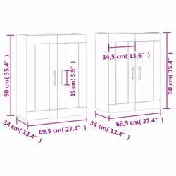 vidaXL Wall Mounted Cabinets Wall Cupboard2 pcs Concrete Grey Engineered Wood - Additional view 3