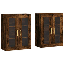 vidaXL Wall Mounted Cabinets Storage Cupboard2 pcs Smoked Oak Engineered Wood