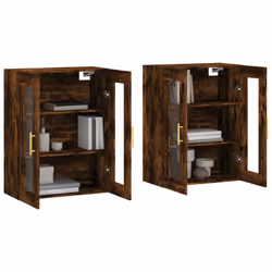 vidaXL Wall Mounted Cabinets Storage Cupboard2 pcs Smoked Oak Engineered Wood