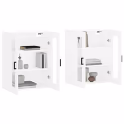 vidaXL Wall Mounted Cabinets Storage Wall Cupboard2 pcs White Engineered Wood