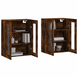 vidaXL Wall Mounted Cabinets Storage Cupboard2 pcs Smoked Oak Engineered Wood