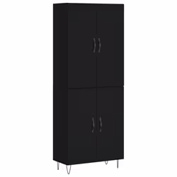 vidaXL Highboard Sideboard Storage Cabinet Home Side Cabinet Engineered Wood - black, 2 doors