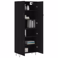 vidaXL Highboard Sideboard Storage Cabinet Home Side Cabinet Engineered Wood - black, 2 doors
