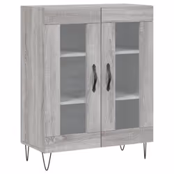 vidaXL Highboard Sideboard Storage Cabinet Home Side Cabinet Engineered Wood - grey sonoma, 2 glass doors - Additional view 6