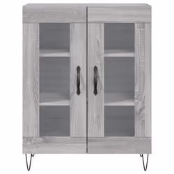 vidaXL Highboard Sideboard Storage Cabinet Home Side Cabinet Engineered Wood - grey sonoma, 2 glass doors - Additional view 7