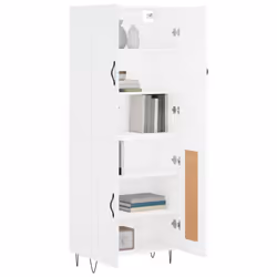 vidaXL Highboard Sideboard Storage Cabinet Home Side Cabinet Engineered Wood - white, 2 wood doors