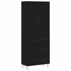 vidaXL Highboard Sideboard Storage Cabinet Home Side Cabinet Engineered Wood - black, 3 drawers