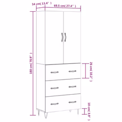 vidaXL Highboard Sideboard Storage Cabinet Home Side Cabinet Engineered Wood - black, 3 drawers