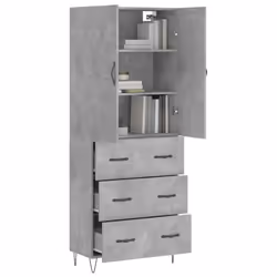 vidaXL Highboard Sideboard Storage Cabinet Home Side Cabinet Engineered Wood - concrete grey, 3 drawers