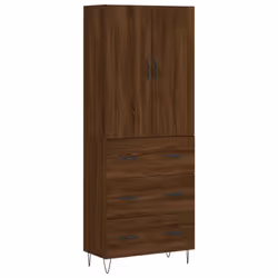 vidaXL Highboard Sideboard Storage Cabinet Home Side Cabinet Engineered Wood - brown oak, 3 drawers
