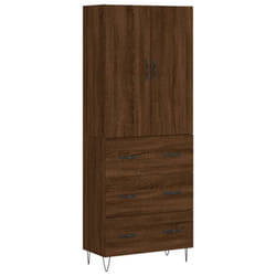 vidaXL Highboard Sideboard Storage Cabinet Home Side Cabinet Engineered Wood - brown oak, 3 drawers