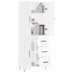 vidaXL Highboard Sideboard Storage Cabinet Home Side Cabinet Engineered Wood - white, 1 door 3 drawers
