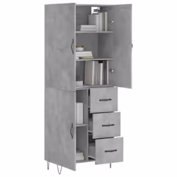 vidaXL Highboard Sideboard Storage Cabinet Home Side Cabinet Engineered Wood - concrete grey, 1 door 3 drawers