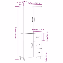 vidaXL Highboard Sideboard Storage Cabinet Home Side Cabinet Engineered Wood - concrete grey, 1 door 3 drawers