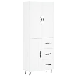 vidaXL Highboard Sideboard Storage Cabinet Home Side Cabinet Engineered Wood - white, 1 wood door 3 drawers