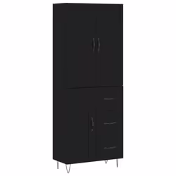 vidaXL Highboard Sideboard Storage Cabinet Home Side Cabinet Engineered Wood - black, 1 wood door 3 drawers