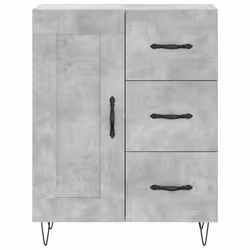 vidaXL Highboard Sideboard Storage Cabinet Home Side Cabinet Engineered Wood - concrete grey, 1 wood door 3 drawers - Additional view 4