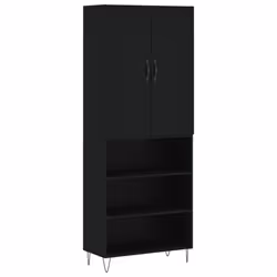 vidaXL Highboard Sideboard Storage Cabinet Home Side Cabinet Engineered Wood - black, 3 shelves