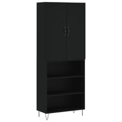 vidaXL Highboard Sideboard Storage Cabinet Home Side Cabinet Engineered Wood - black, 3 shelves