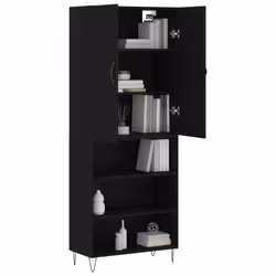 vidaXL Highboard Sideboard Storage Cabinet Home Side Cabinet Engineered Wood - black, 3 shelves
