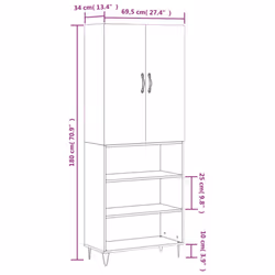 vidaXL Highboard Sideboard Storage Cabinet Home Side Cabinet Engineered Wood - black, 3 shelves