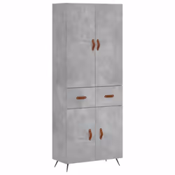 vidaXL Highboard Sideboard Storage Cabinet Side Cabinet Black Engineered Wood - concrete grey, 2 doors 2 drawers