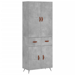 vidaXL Highboard Sideboard Storage Cabinet Side Cabinet Black Engineered Wood - concrete grey, 2 doors 2 drawers