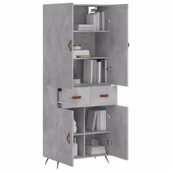 vidaXL Highboard Sideboard Storage Cabinet Side Cabinet Black Engineered Wood - concrete grey, 2 doors 2 drawers