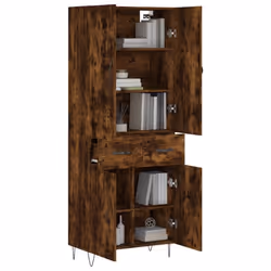 vidaXL Highboard Sideboard Storage Cabinet Home Side Cabinet Engineered Wood - smoked oak, 2 doors 2 drawers