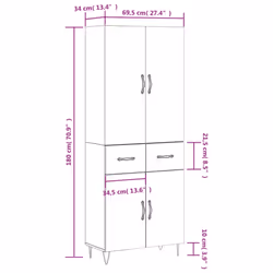vidaXL Highboard Sideboard Storage Cabinet Home Side Cabinet Engineered Wood - grey sonoma, 2 doors 2 drawers