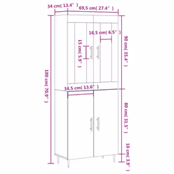 vidaXL Highboard Sideboard Tall Storage Cabinet Side Cabinet Engineered Wood - grey sonoma, 2 doors - Additional view 3