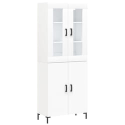 vidaXL Highboard Sideboard Tall Storage Cabinet Side Cabinet Engineered Wood - white, 2 doors