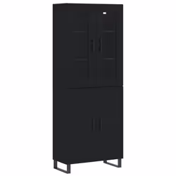 vidaXL Highboard Sideboard Cupboard Side Board Storage Cabinet Engineered Wood - black, 2 doors