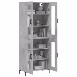 vidaXL Highboard Sideboard Tall Storage Cabinet Side Cabinet Engineered Wood - concrete grey, 2 glass doors - Additional view 2