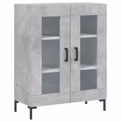 vidaXL Highboard Sideboard Tall Storage Cabinet Side Cabinet Engineered Wood - concrete grey, 2 glass doors - Additional view 6