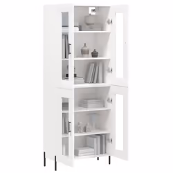 vidaXL Highboard Sideboard Tall Storage Cabinet Side Cabinet Engineered Wood - white, 2 glass doors - Additional view 2