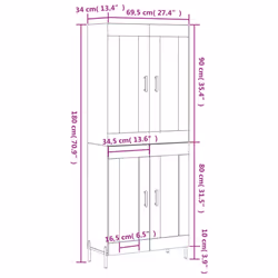 vidaXL Highboard Sideboard Tall Storage Cabinet Side Cabinet Engineered Wood - white, 2 glass doors - Additional view 3