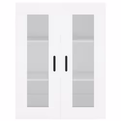vidaXL Highboard Sideboard Tall Storage Cabinet Side Cabinet Engineered Wood - white, 2 glass doors - Additional view 5
