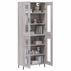 vidaXL Highboard Sideboard Tall Storage Cabinet Side Cabinet Engineered Wood - grey sonoma, 2 glass doors - Additional view 2