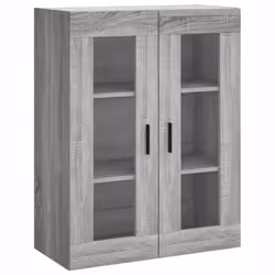 vidaXL Highboard Sideboard Tall Storage Cabinet Side Cabinet Engineered Wood - grey sonoma, 2 glass doors - Additional view 4