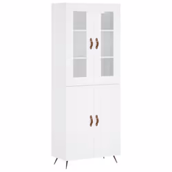 vidaXL Highboard Sideboard Tall Storage Cabinet Side Cabinet Engineered Wood - white, 2 wood doors