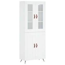 vidaXL Highboard Sideboard Tall Storage Cabinet Side Cabinet Engineered Wood - white, 2 wood doors