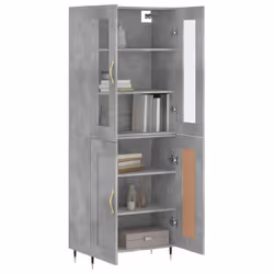 vidaXL Highboard Sideboard Tall Storage Cabinet Side Cabinet Engineered Wood - concrete grey, 2 wood doors - Additional view 2