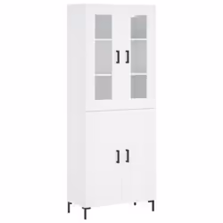 vidaXL Highboard Sideboard Tall Storage Cabinet Side Cabinet Engineered Wood - white, 2 wood doors