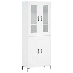 vidaXL Highboard Sideboard Tall Storage Cabinet Side Cabinet Engineered Wood - white, 2 wood doors