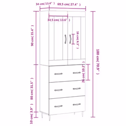 vidaXL Highboard Sideboard Cupboard Storage Cabinet Sonoma Oak Engineered Wood