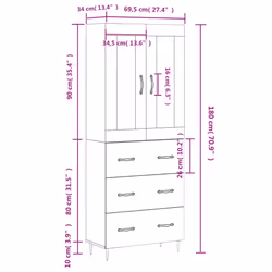 vidaXL Highboard Sideboard Cupboard Side Cabinet Grey Sonoma Engineered Wood