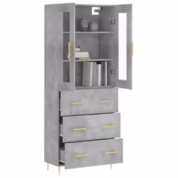 vidaXL Highboard Sideboard Cupboard Side Cabinet Concrete Grey Engineered Wood - Additional view 2