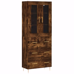 vidaXL Highboard Sideboard Cupboard Storage Cabinet Smoked Oak Engineered Wood
